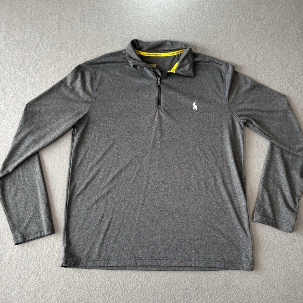 Ralph Lauren Polo Performance Half Zip Pullover Shirt Medium Gray Polyester Golf